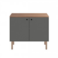 Manhattan Comfort 1LC3 Windsor 35.43 Modern Accent Cabinet with Solid Top board and Legs in Grey and Nature
